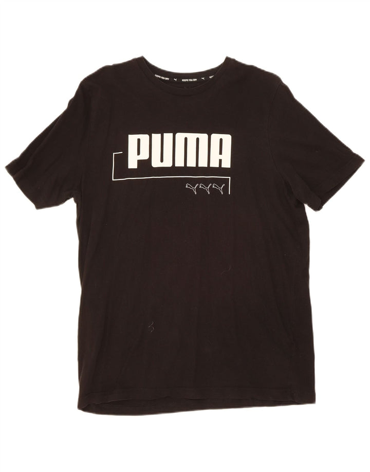 PUMA Mens Graphic T-Shirt Top Large Black Cotton