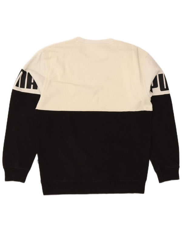 Puma Mens Graphic Sweatshirt Jumper Small Black Colourblock Cotton