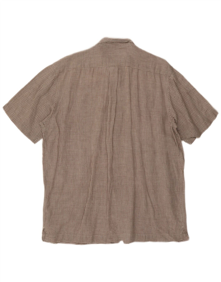 EDDIE BAUER Мужская рубашка с коротким рукавом, большая коричневая льняная клетка