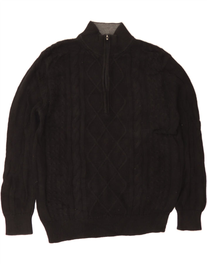 IZOD Womens Zip Neck Jumper Sweater UK 16 Large Black Argyle/Diamond Vintage Izod and Second-Hand Izod from Messina Hembry 