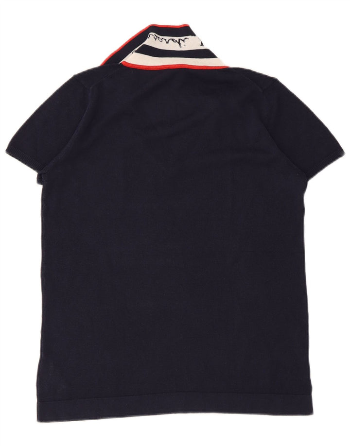 TRUSSARDI JEANS Женский свитер с воротником поло UK 14, большой темно-синий