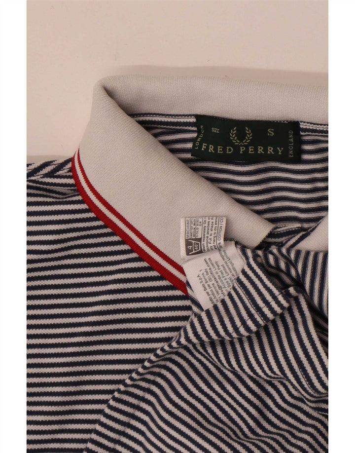 Мужская рубашка-поло Fred Perry, маленькая, темно-синяя, хлопковая в тонкую полоску