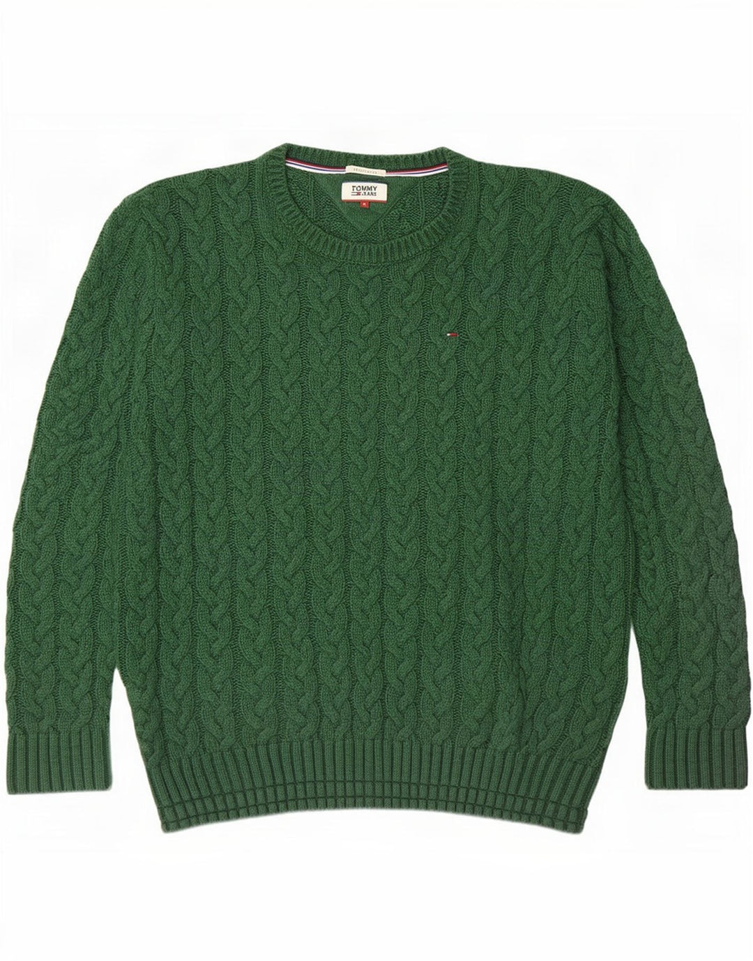 Tommy Hilfiger Мужской джемпер стандартного кроя с круглым вырезом, средний зеленый