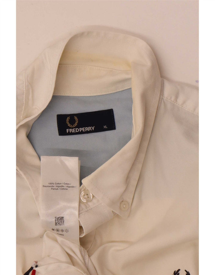Мужская рубашка с коротким рукавом Fred Perry XL, белый хлопок
