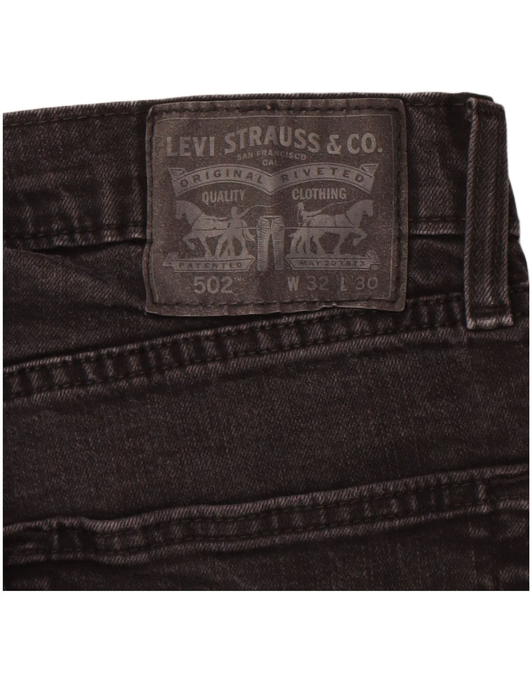 Мужские зауженные джинсы Levi's 502 W32 L30, черный хлопок