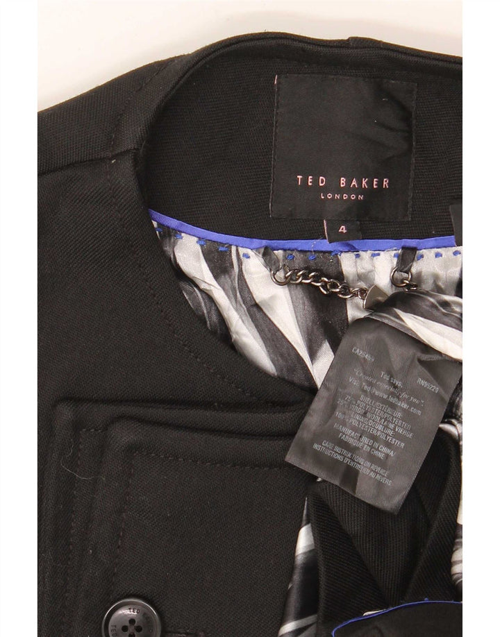 Женское открытое пальто Ted Baker, размер 4, большое черное полиэстер