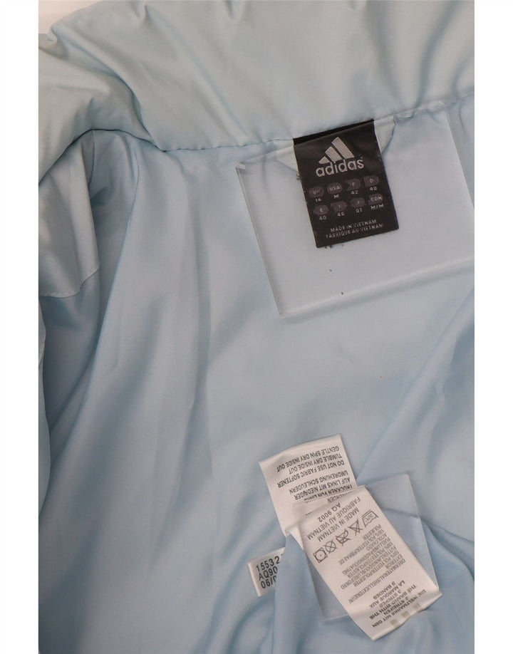 ADIDAS Womens Padded Jacket UK 14 Medium Blue Polyester
