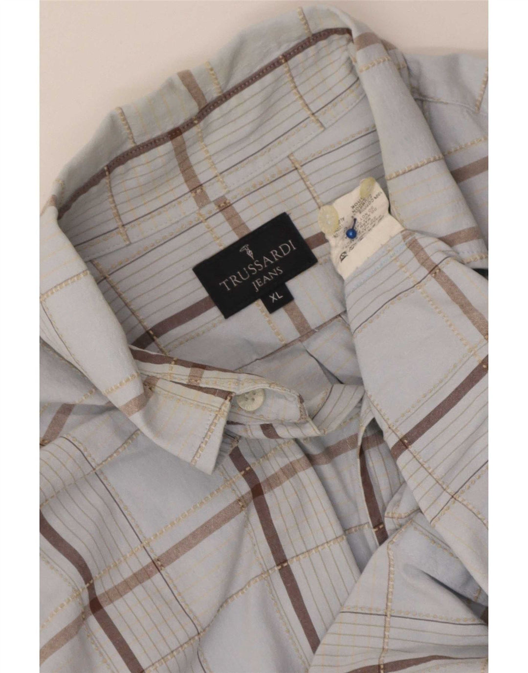 Мужская рубашка Trussardi Jeans XL, синяя клетка, хлопок