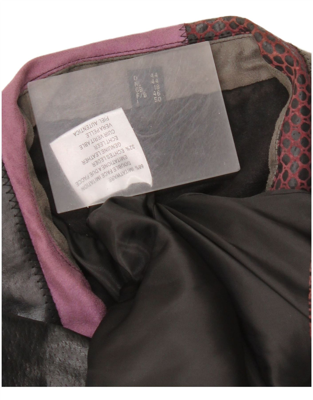 Винтажная женская кожаная куртка UK 18 XL, разноцветная лоскутная кожа