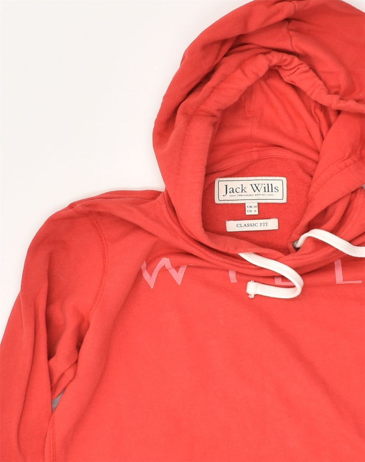 JACK WILLS Womens Classic Fit Graphic Hoodie Jumper UK 10 Small  Red | Vintage Jack Wills | Thrift | Second-Hand Jack Wills | Used Clothing | Messina Hembry 