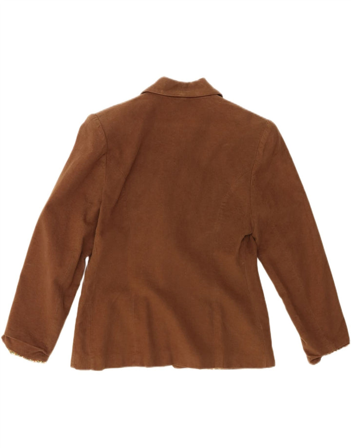 Винтажный женский пиджак на 2 пуговицах, Великобритания, 10 маленьких коричневых хлопка