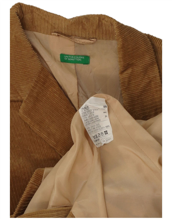 Женский вельветовый пиджак Benetton с 3 пуговицами IT 46, большой коричневый хлопок