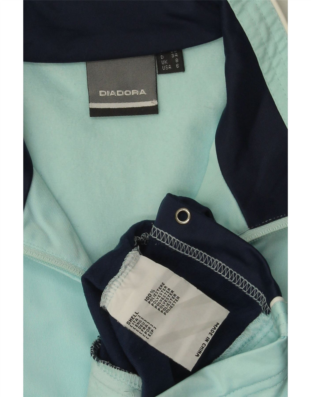 DIADORA Женский спортивный костюм оверсайз, верхняя куртка, Великобритания, 8, маленький синий, цветной блок