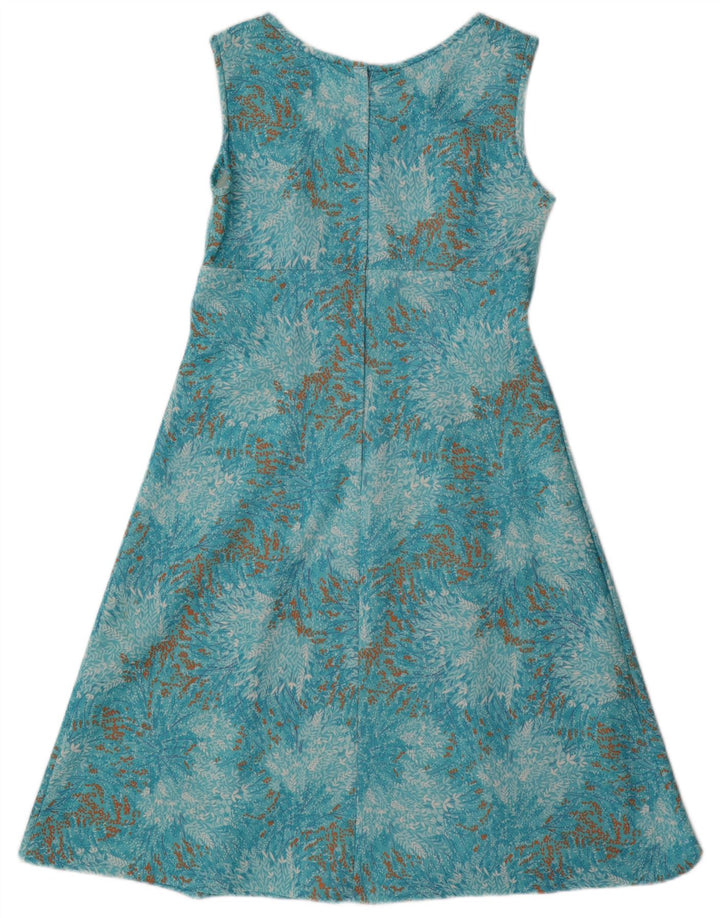VINTAGE Womens Abstract Pattern Sleeveless A-Line Dress UK 14 Medium  Blue