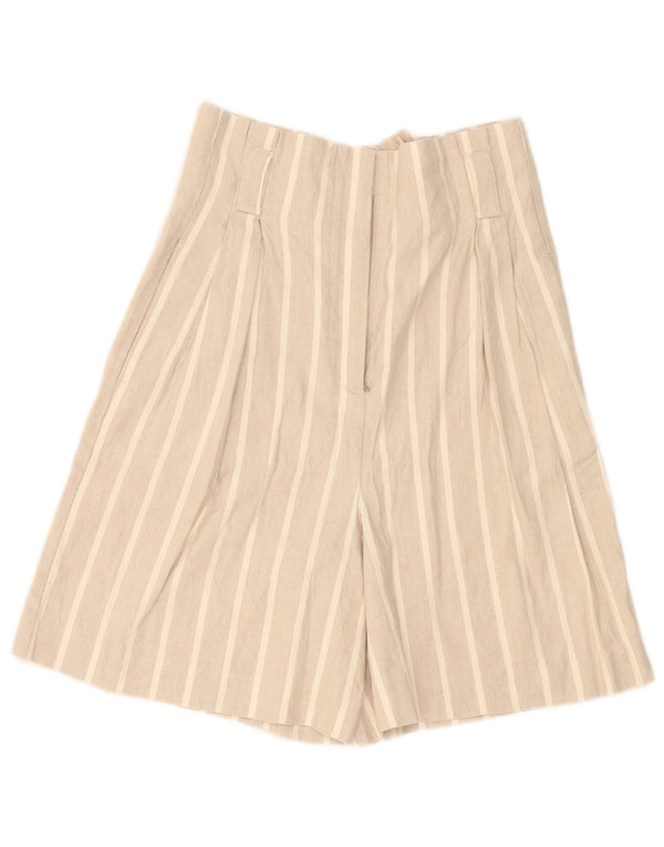 Женские шорты-бермуды с высокой талией Massimo Dutti EU 36 XS W26 Бежевые в полоску