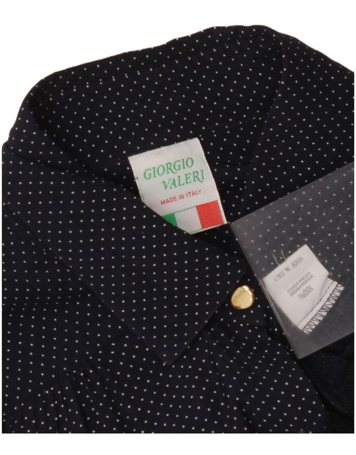 Женская блузка-рубашка VINTAGE UK 16, большая, темно-синяя, в крапинку, вискоза