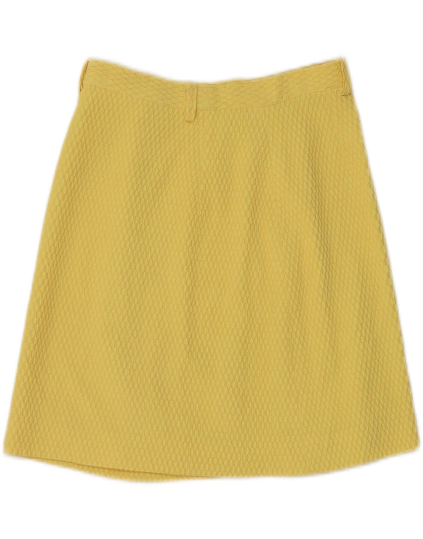 VINTAGE Womens A-Line Skirt W24 XS Yellow Geometric