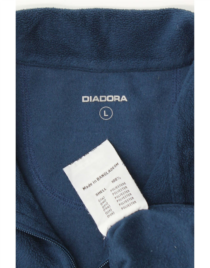 Мужской флисовый джемпер Diadora с воротником на молнии, большой размер, темно-синий, полиэстер
