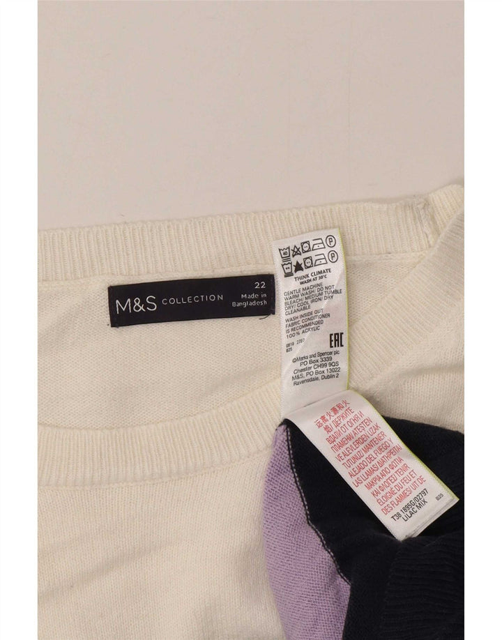 Женский джемпер с круглым вырезом Marks & Spencer UK 22 2XL, разноцветный