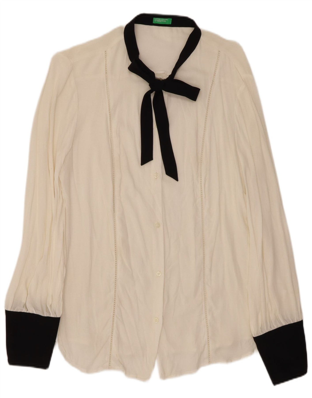 Женская блузка-рубашка с галстуком-бабочкой BENETTON, Великобритания, 16, большая белая вискоза с цветными блоками