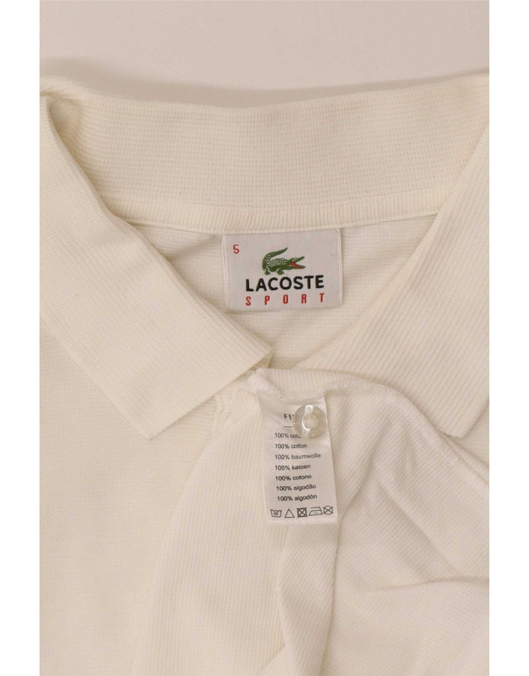 Мужская рубашка-поло Lacoste, размер 5, большая белая хлопковая ткань