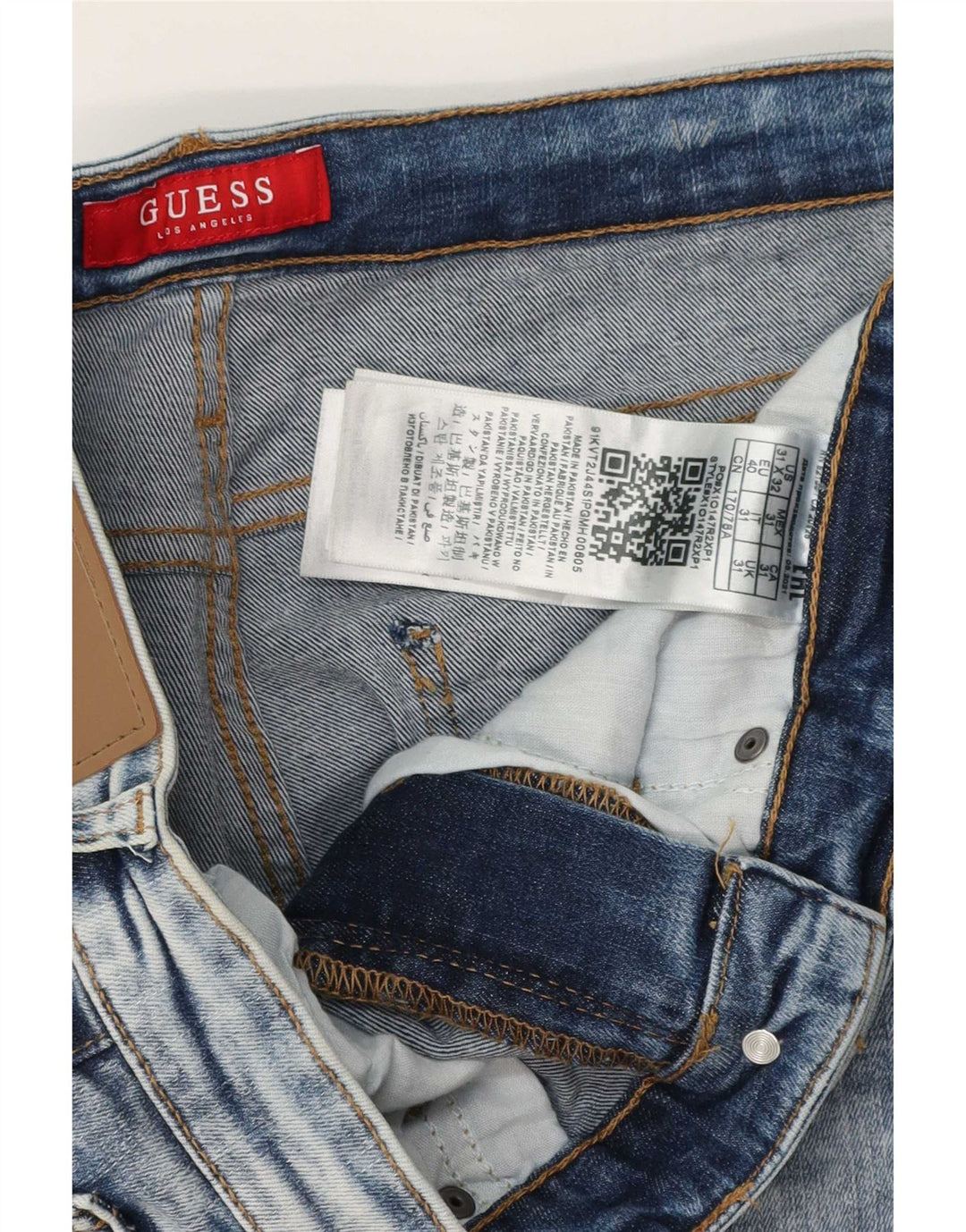 Guess Мужские потертые узкие джинсы W31 L32 Синие хлопковые