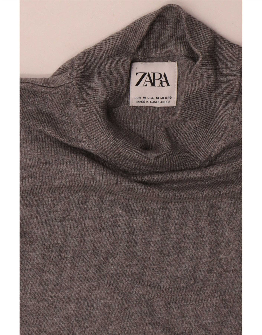 Мужской джемпер с высоким воротником Zara с короткими рукавами, средний серый вискозный свитер