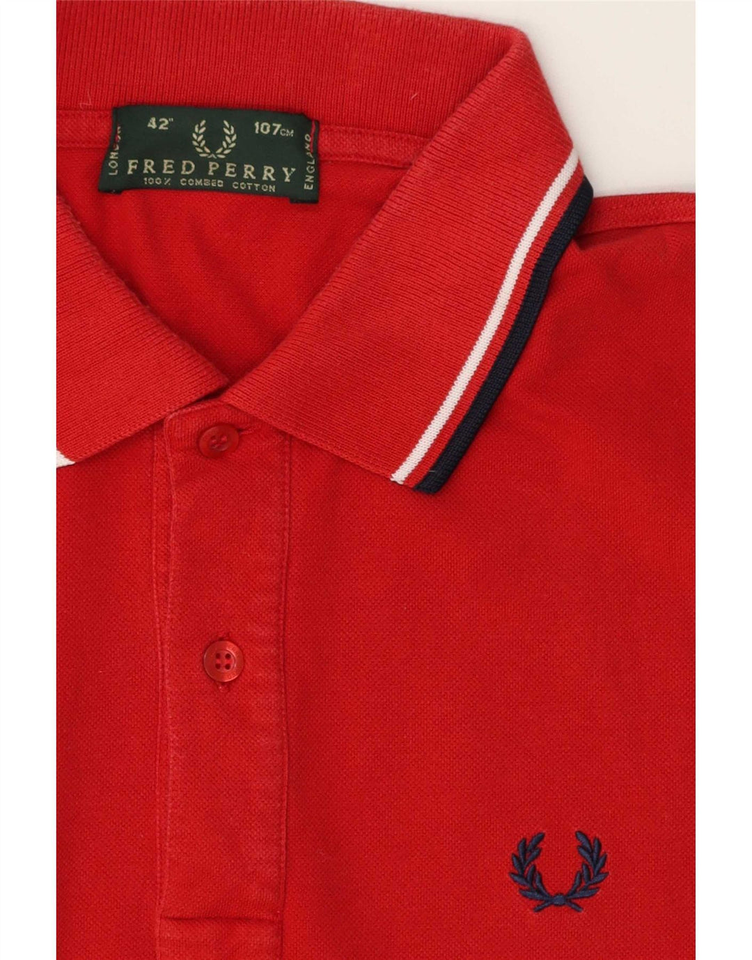 Мужская рубашка поло Fred Perry, хлопок в красную полоску среднего размера