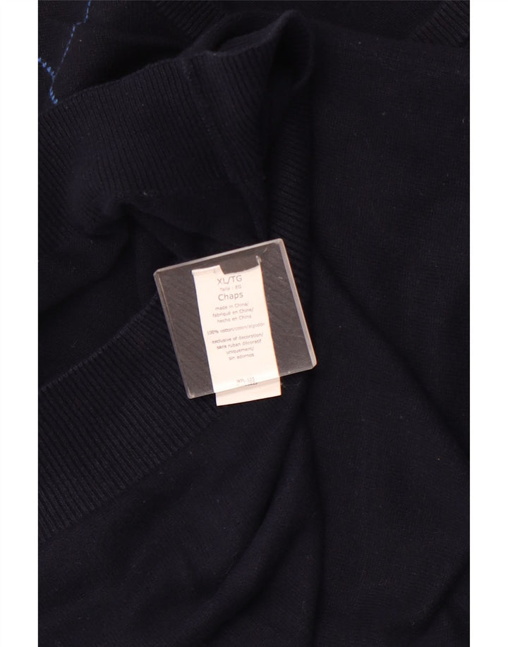 Мужская майка CHAPS XL, темно-синий, хлопок с узором аргайл/бриллиант