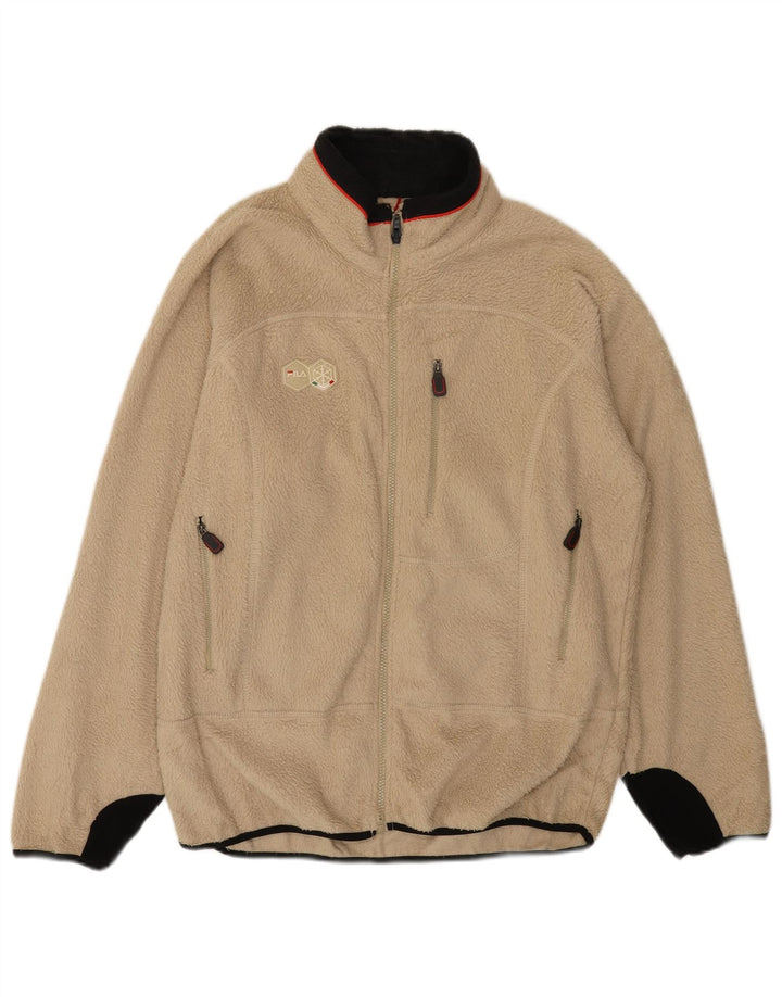 Мужская флисовая куртка Fila UK 40, большая, бежевая, полиэстер с цветными блоками