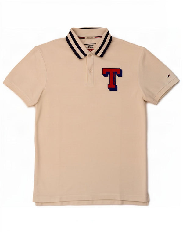 Tommy Hilfiger Mens Graphic Regular Fit Polo Shirt Medium White Striped