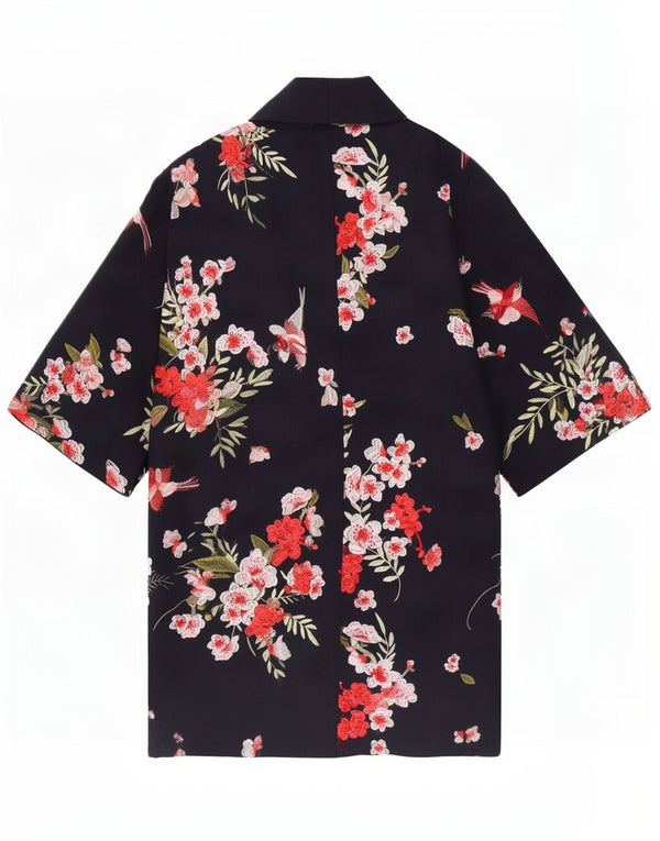 Женское пальто оверсайз с рукавами 3/4 Ted Baker UK 10, маленькое темно-синее с цветочным принтом