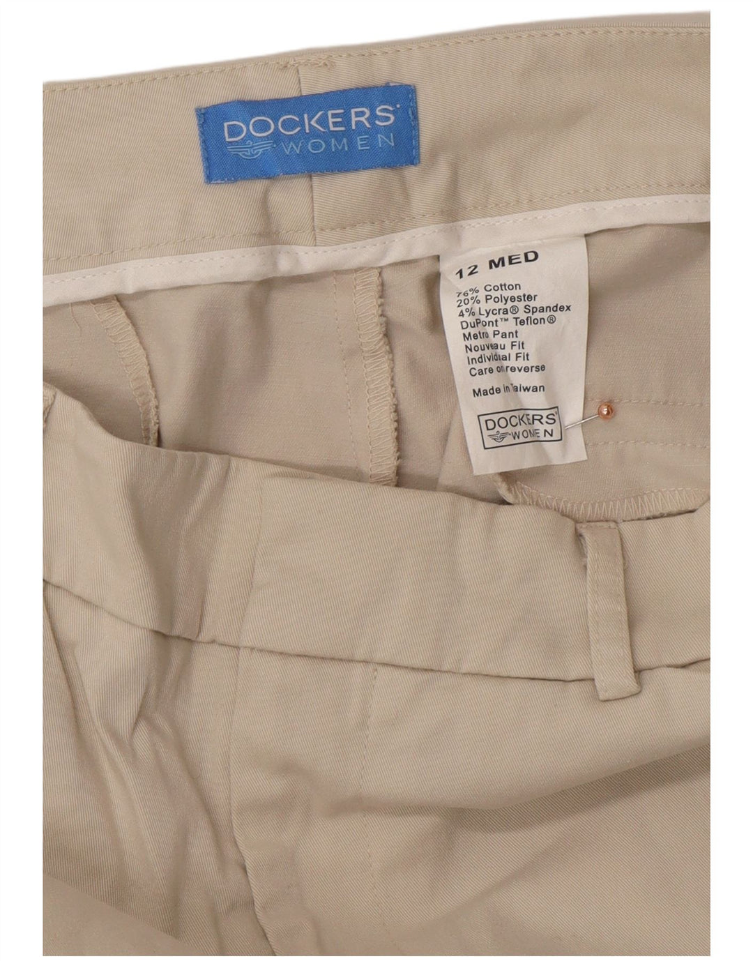Женские прямые повседневные брюки DOCKERS, размер США 12, большие W30 L30, бежевый хлопок