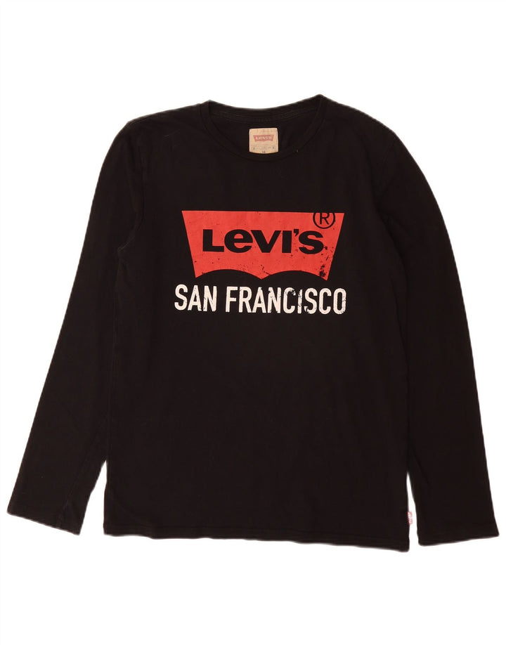 Топ с рисунком для мальчиков LEVI'S, длинный рукав, 15–16 лет, черный хлопок