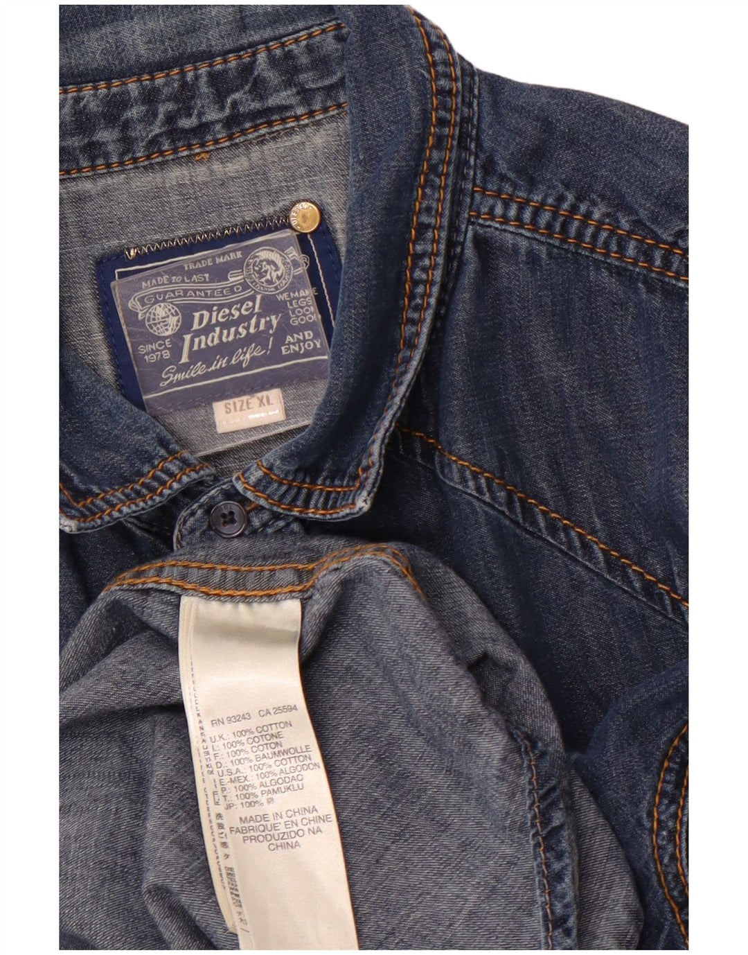 Мужская джинсовая рубашка DIESEL XL, синяя, хлопок