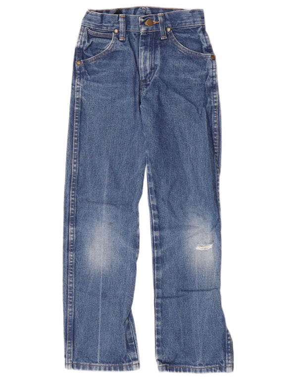 Прямые потертые джинсы для мальчиков Wrangler 8–9 лет W22 L25, синий хлопок
