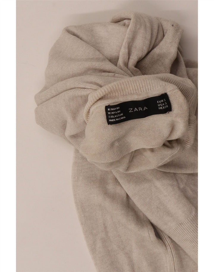 Женский джемпер с высоким воротником Zara UK 10, маленький бежевый вискоза
