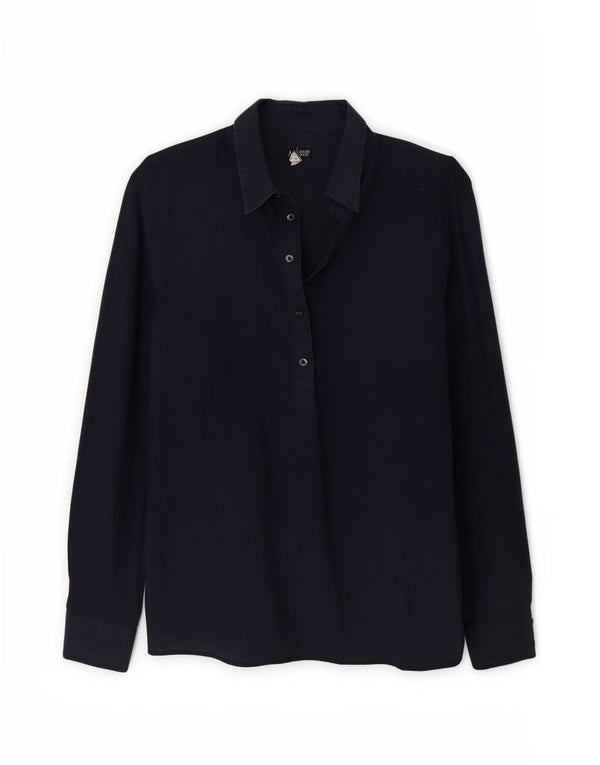 Armani Jeans Womens Pullover Shirt IT 42 Medium Navy Blue Linen