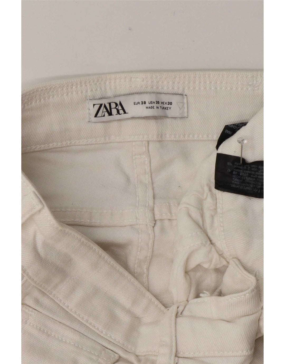Мужские потертые узкие джинсы Zara EU 38, маленькие W30 L27, белый хлопок