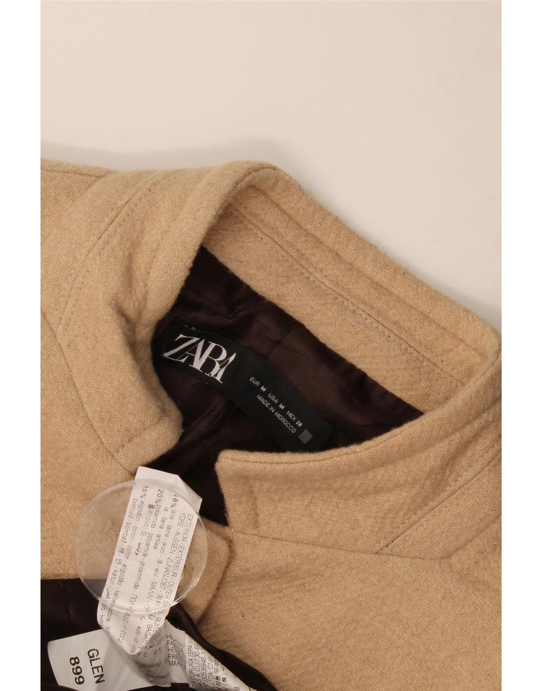 Женское пальто Zara UK 12, средний цвет, бежевый, шерсть