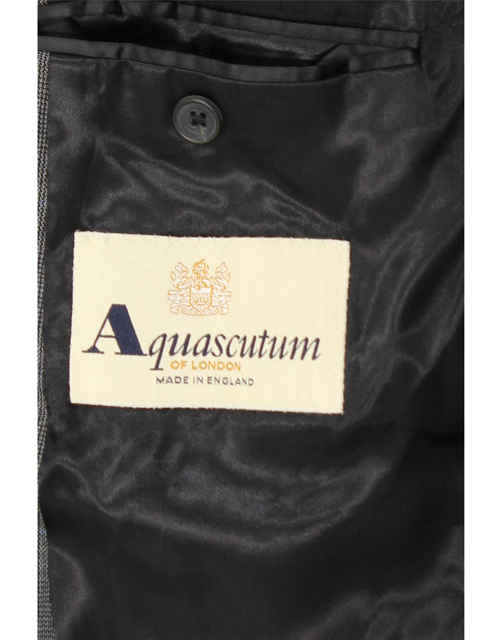 Мужской пиджак AQUASCUTUM на 3 пуговицах, Великобритания 48, 4XL, серый, шерстяной в клетку