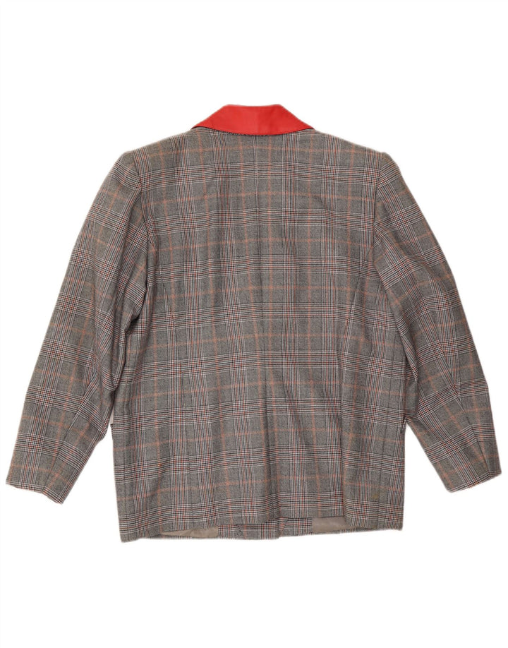 ВИНТАЖНЫЙ женский пиджак на 3 пуговицах, Великобритания 16, большая серая клетка