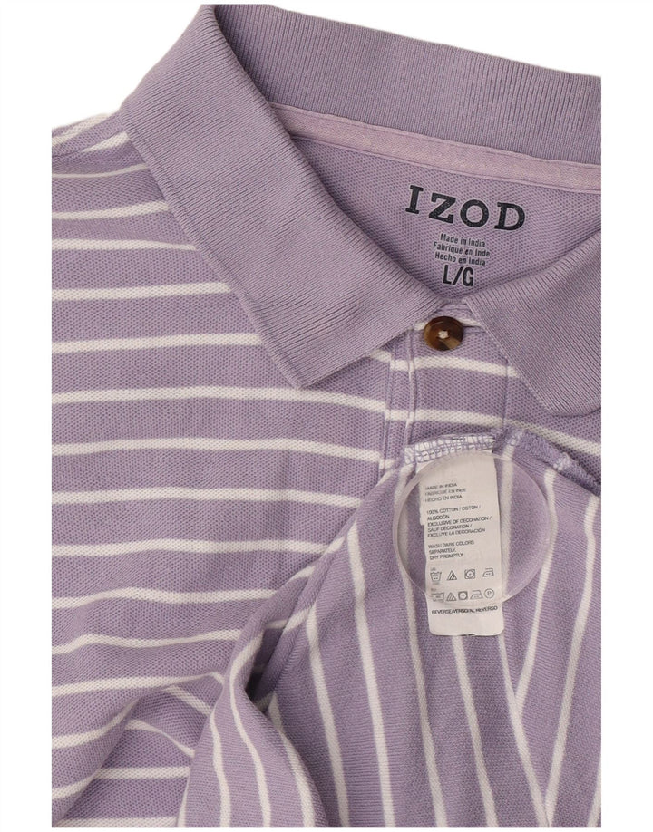 Мужская рубашка поло Izod, хлопковая большая фиолетовая полоска