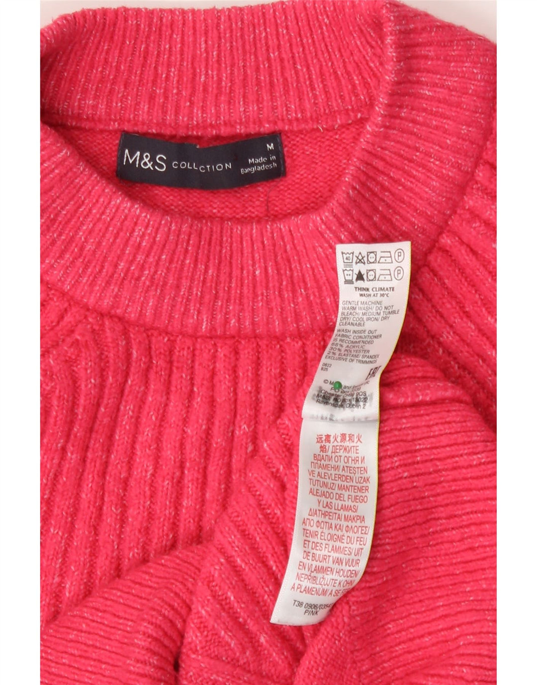 Женский укороченный джемпер с круглым вырезом Marks & Spencer UK 14, средний розовый