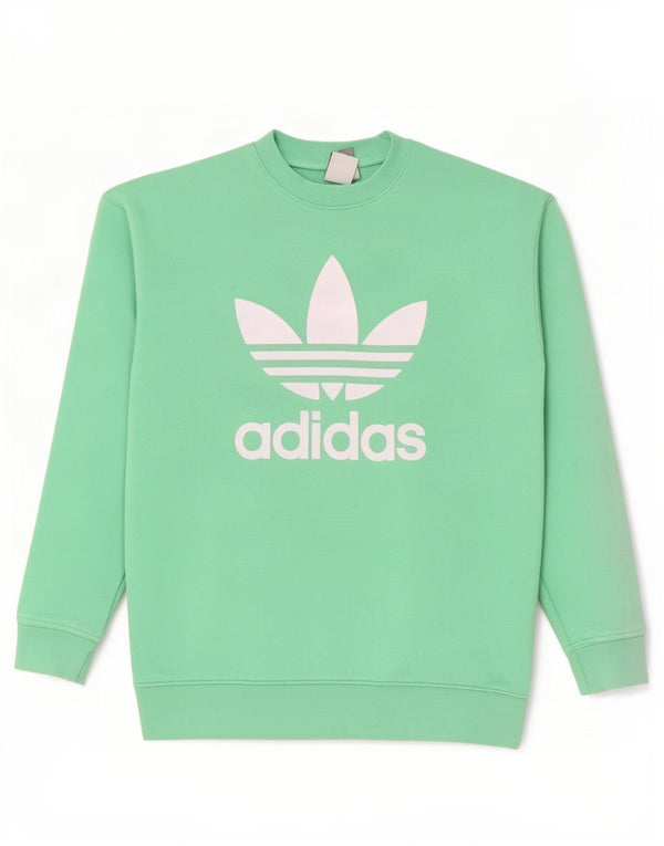 Женский свитер оверсайз с графикой Adidas UK 8, маленький зеленый хлопок
