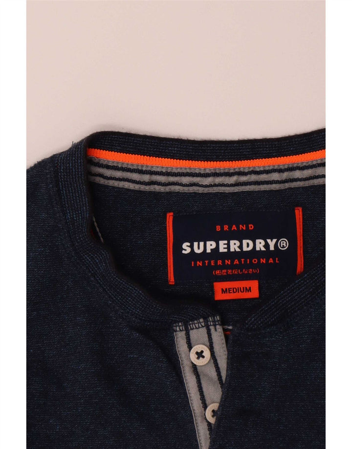 Мужской топ Superdry с длинным рукавом, средний темно-синий, хлопок