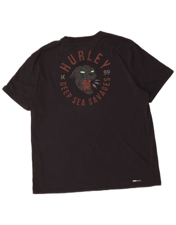 Мужская футболка с рисунком премиум-класса Hurley, топ 2XL, черный хлопок
