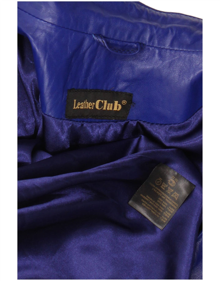 Винтажная женская кожаная куртка UK 14, кожа среднего синего цвета