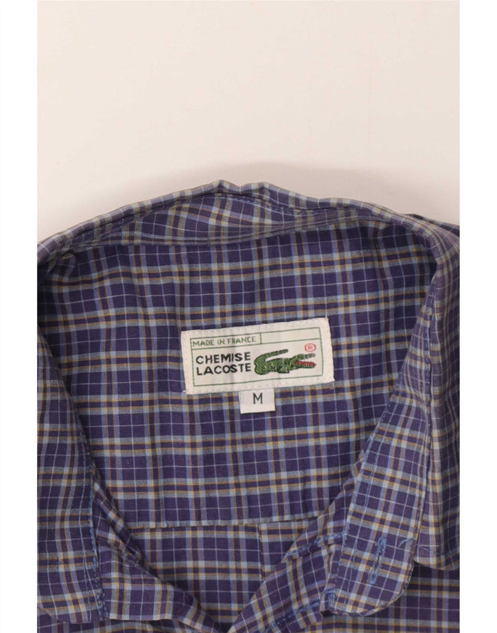 Lacoste Мужская рубашка с коротким рукавом среднего размера, темно-синяя клетка