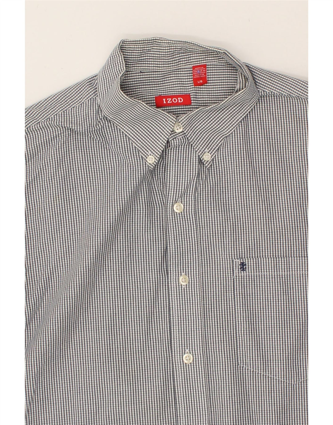 IZOD Mens Shirt Large Grey Gingham Cotton Vintage Izod and Second-Hand Izod from Messina Hembry 